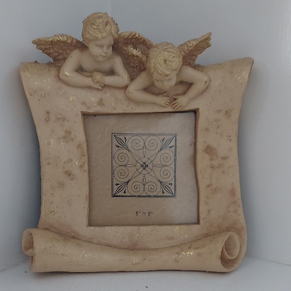 Heavenly Angelic Scroll Frame - Tan and Gold